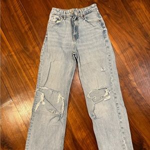 zara ripped wide leg jeans